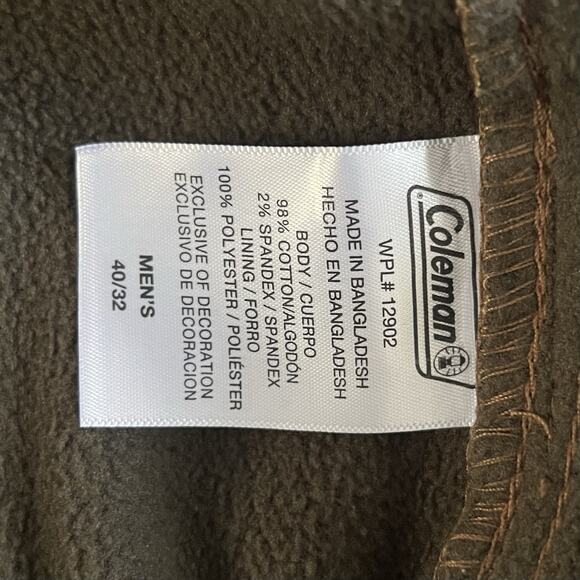 NWT Coleman Utility Canvas Fleece Lined Caramel Brown Bonded Pants - Picture 6 of 6